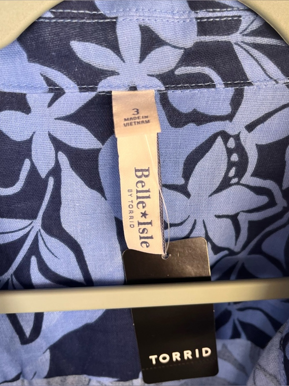 Torrid Belle Isle Popover Dolman Dress Size 3X New With Tags Cotton Blue Floral - Picture 4 of 9